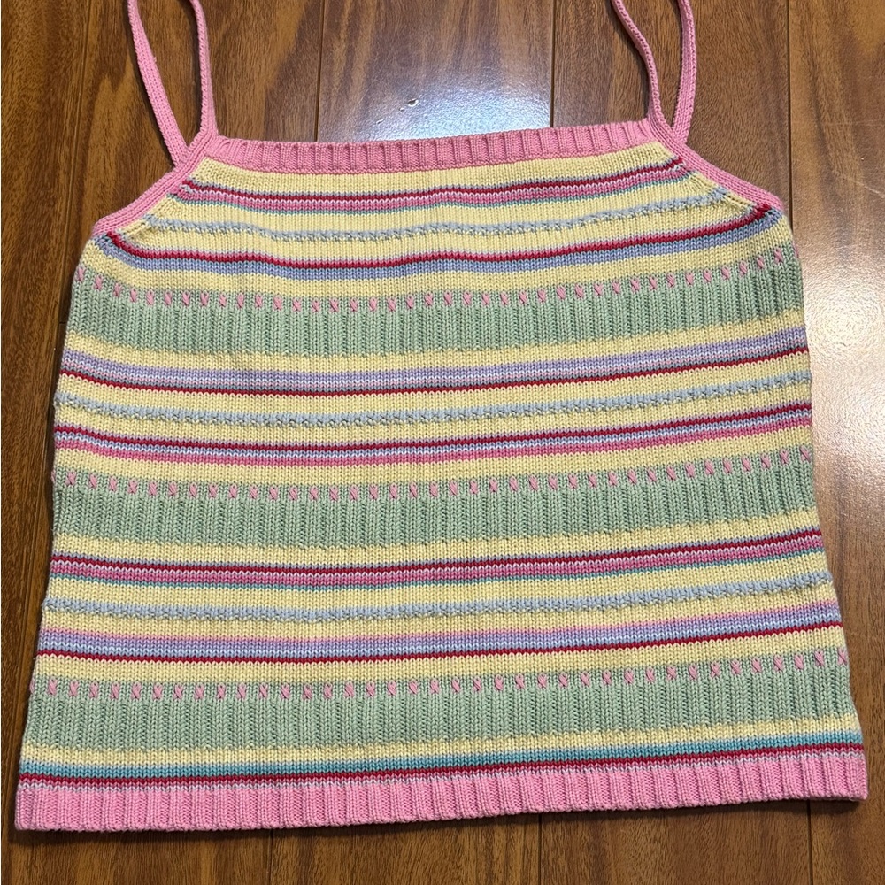 Ralph Lauren vintage Pastel Striped Knit Top 100% cotton size XL